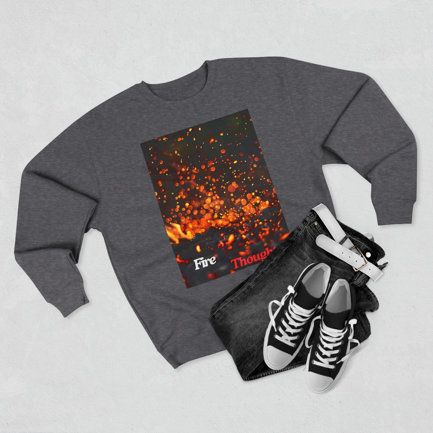 Fire Thoughts, a Unisex Crewneck Sweatshirt