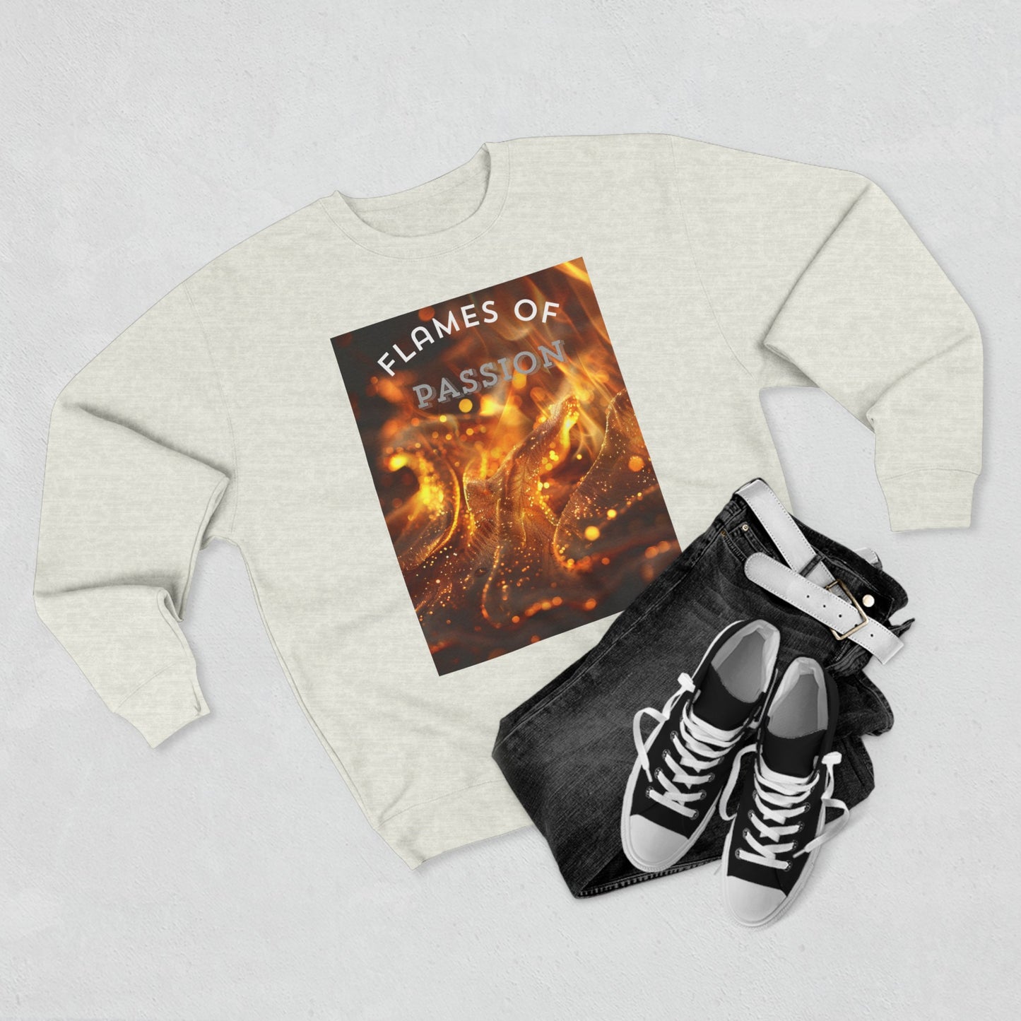 Flame of Passion, a Unisex Crewneck Sweatshirt for comfort.