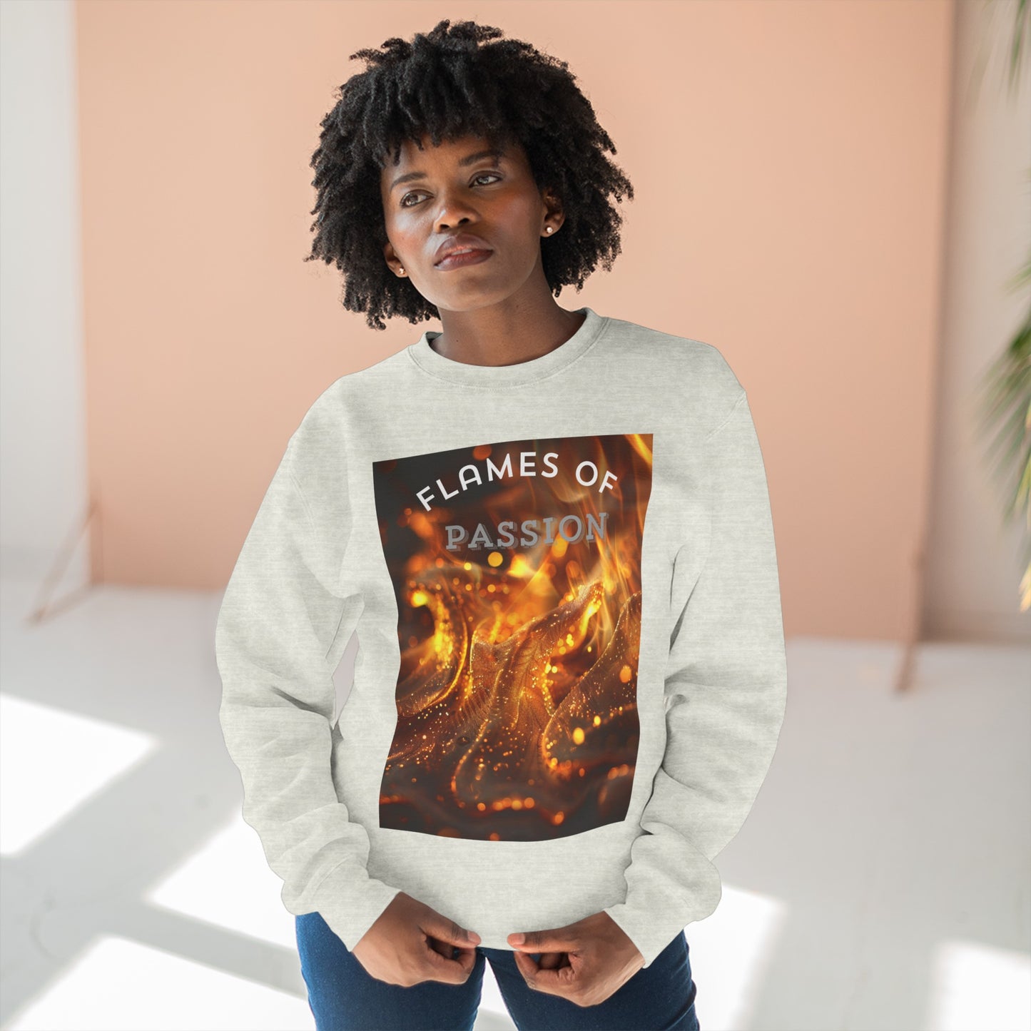 Flame of Passion, a Unisex Crewneck Sweatshirt for comfort.