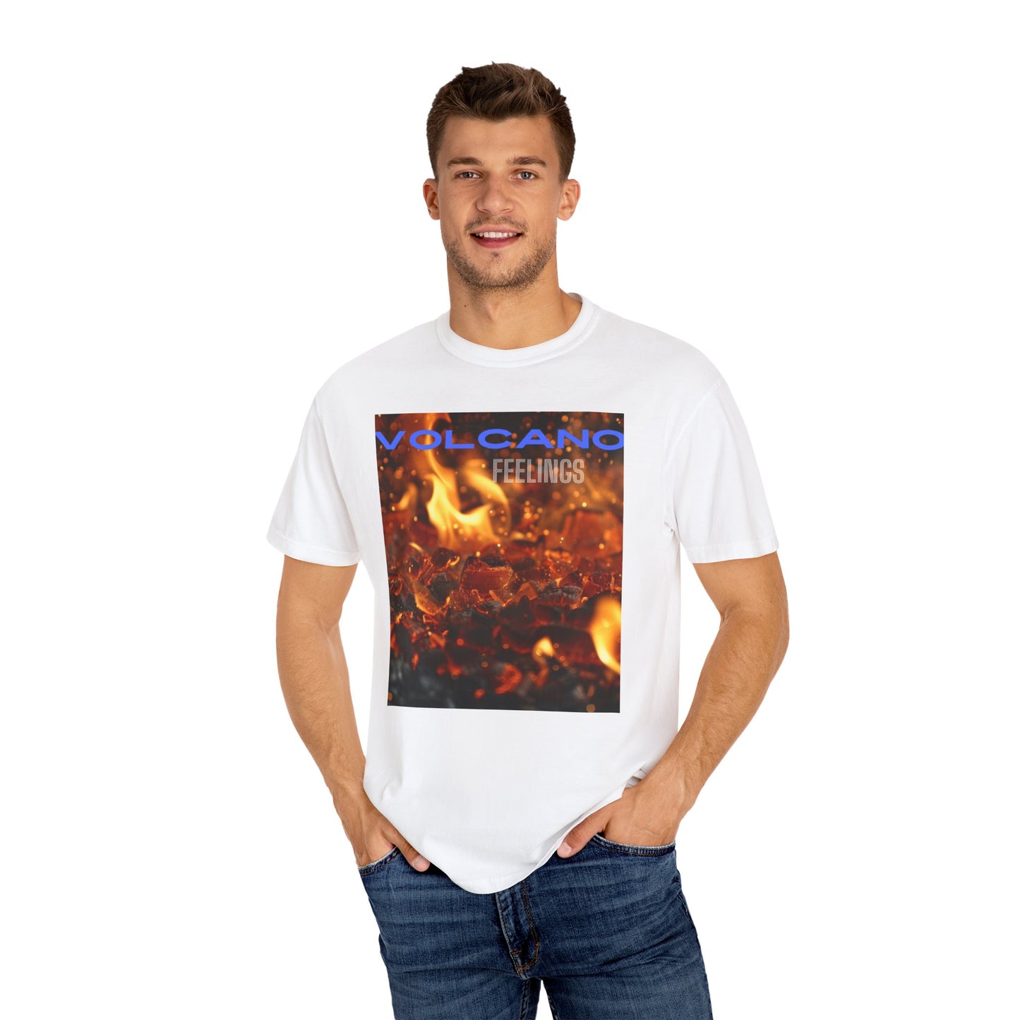 Volcano Feelings, a Unisex Garment-Dyed T-shirt