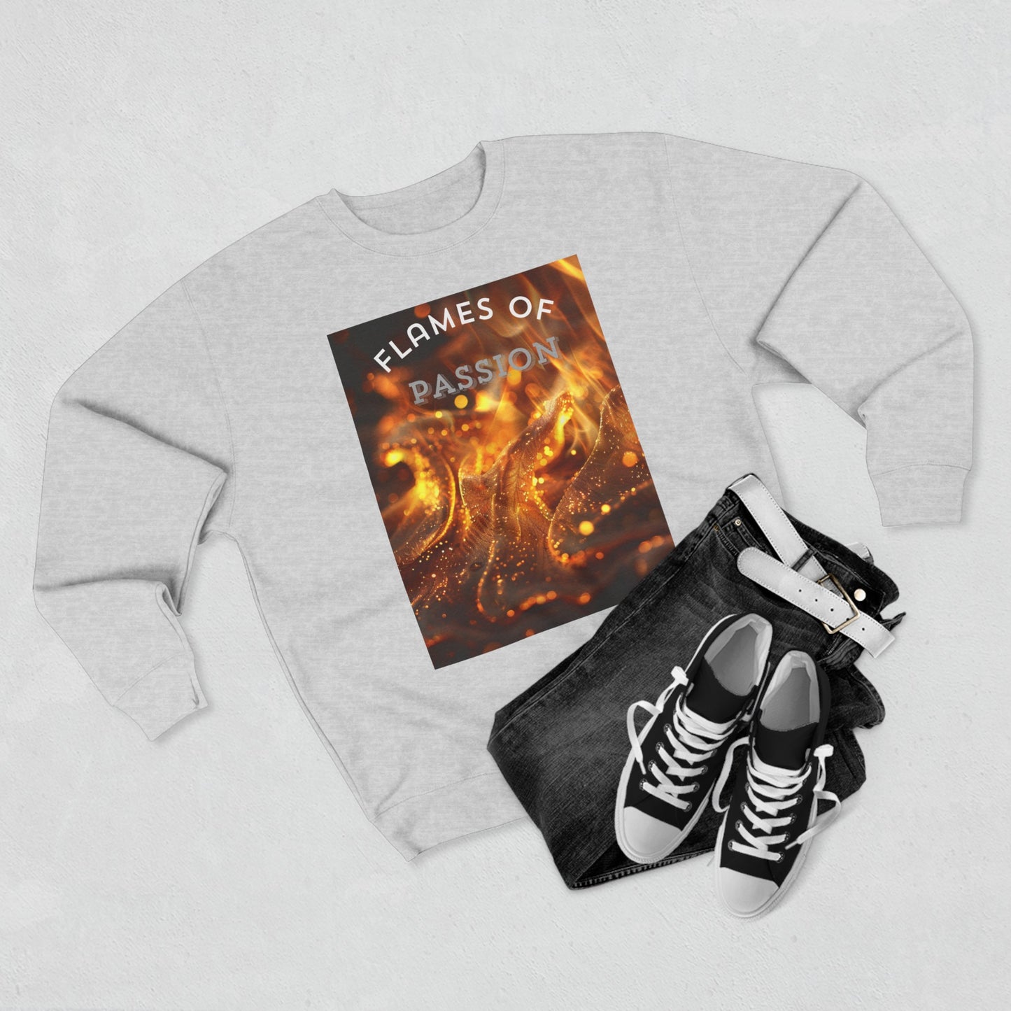 Flame of Passion, a Unisex Crewneck Sweatshirt for comfort.