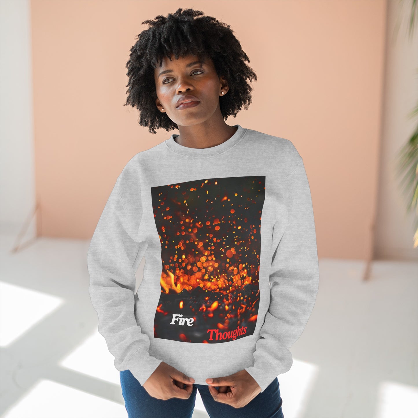 Fire Thoughts, a Unisex Crewneck Sweatshirt