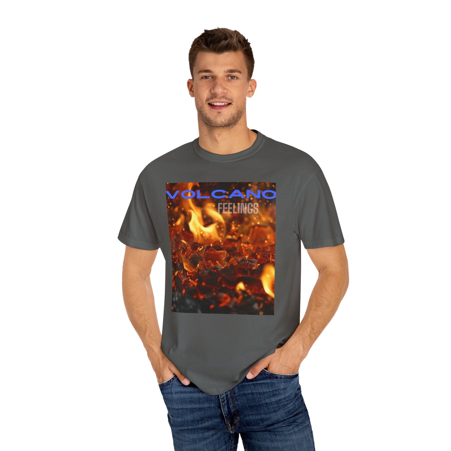 Volcano Feelings, a Unisex Garment-Dyed T-shirt