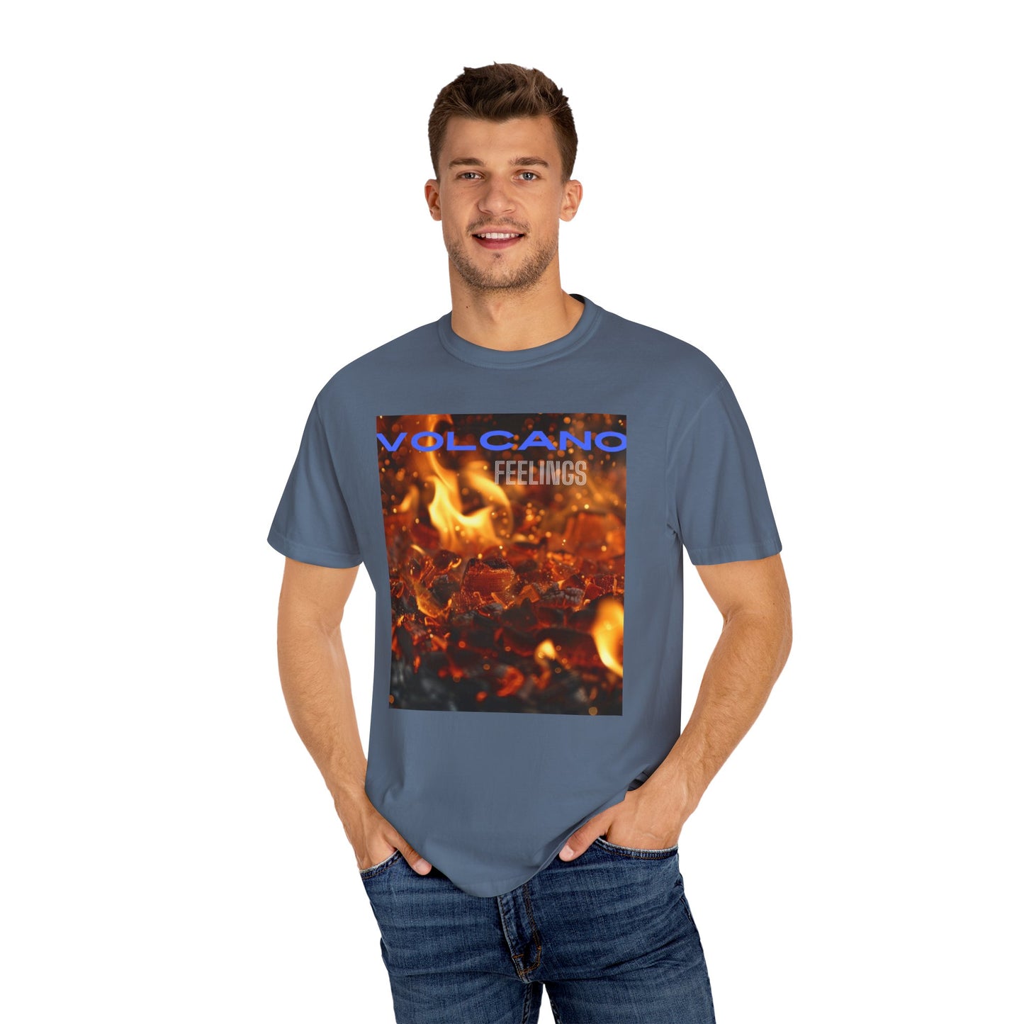 Volcano Feelings, a Unisex Garment-Dyed T-shirt