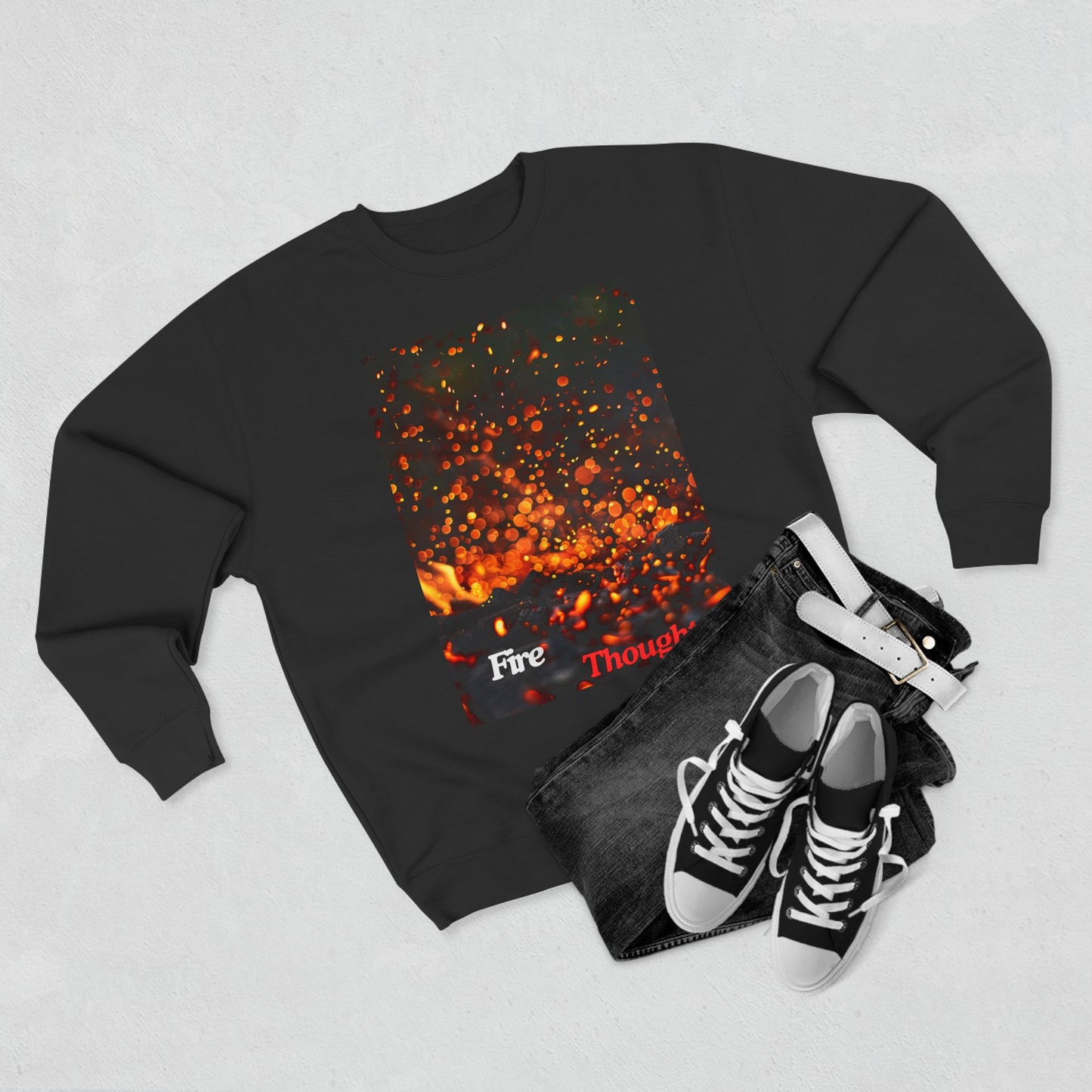 Fire Thoughts, a Unisex Crewneck Sweatshirt