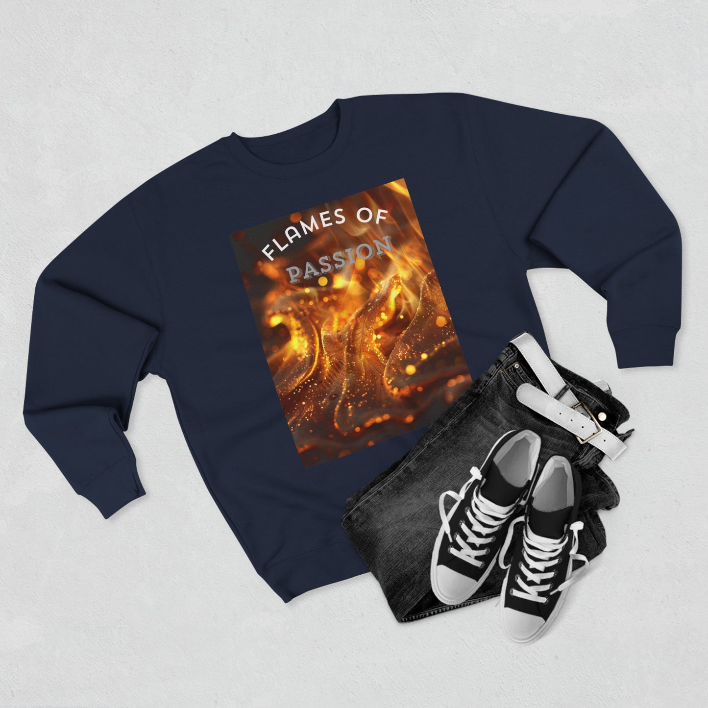 Flame of Passion, a Unisex Crewneck Sweatshirt for comfort.