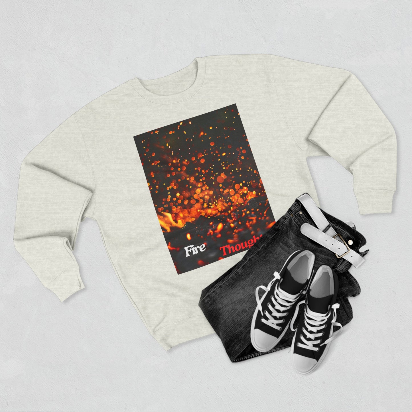 Fire Thoughts, a Unisex Crewneck Sweatshirt