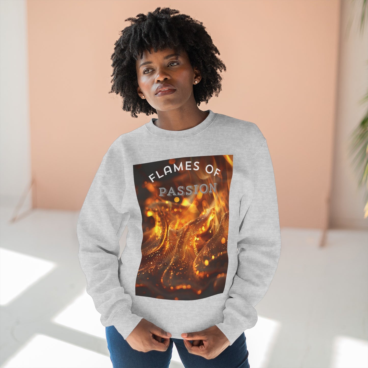 Flame of Passion, a Unisex Crewneck Sweatshirt for comfort.