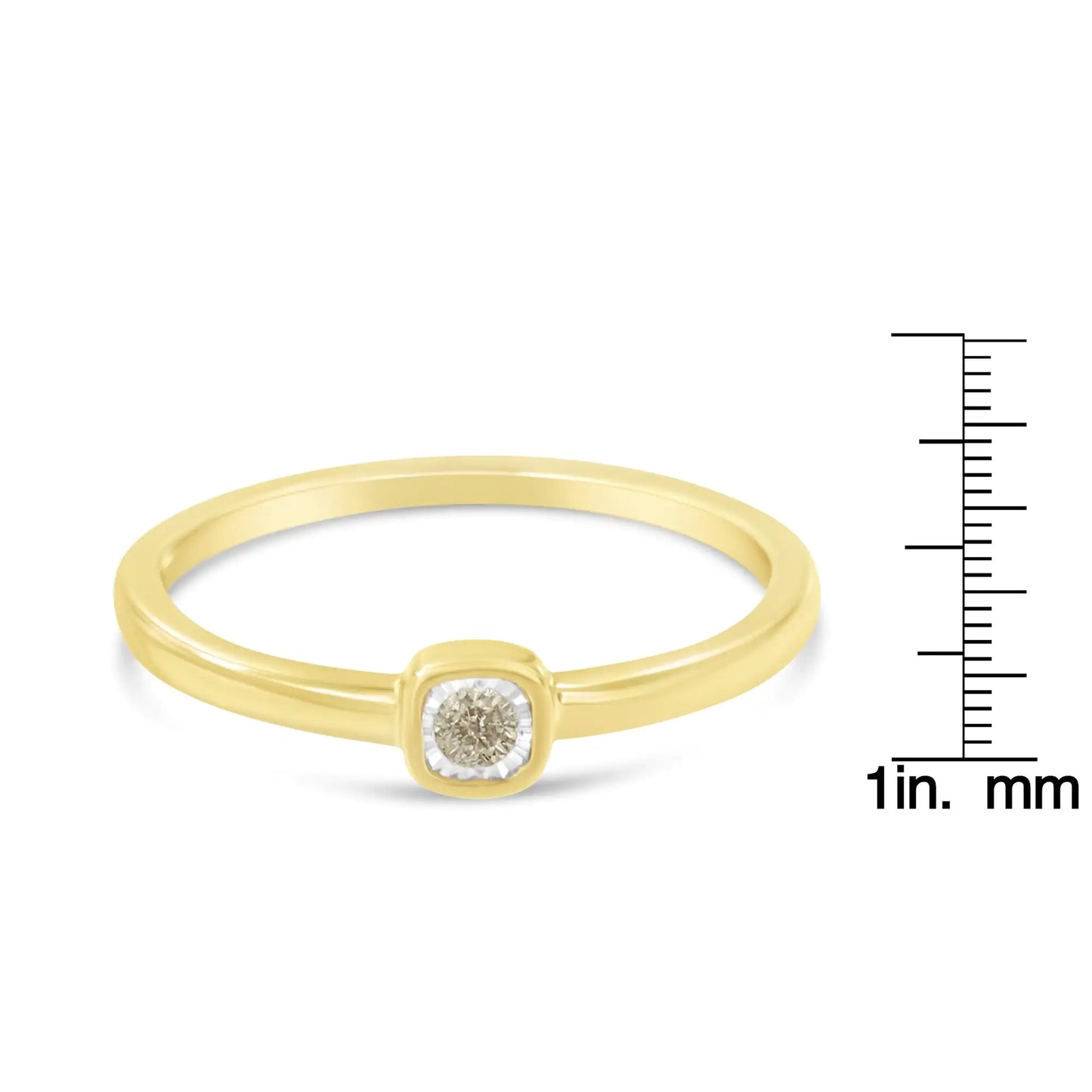 14K Yellow Gold Plated .925 Sterling Silver 1/20 Carat Diamond Square Cushion-Shaped Miracle Set Petite Fashion Promise Ring (J-K Color, I1-I2 Clarity)