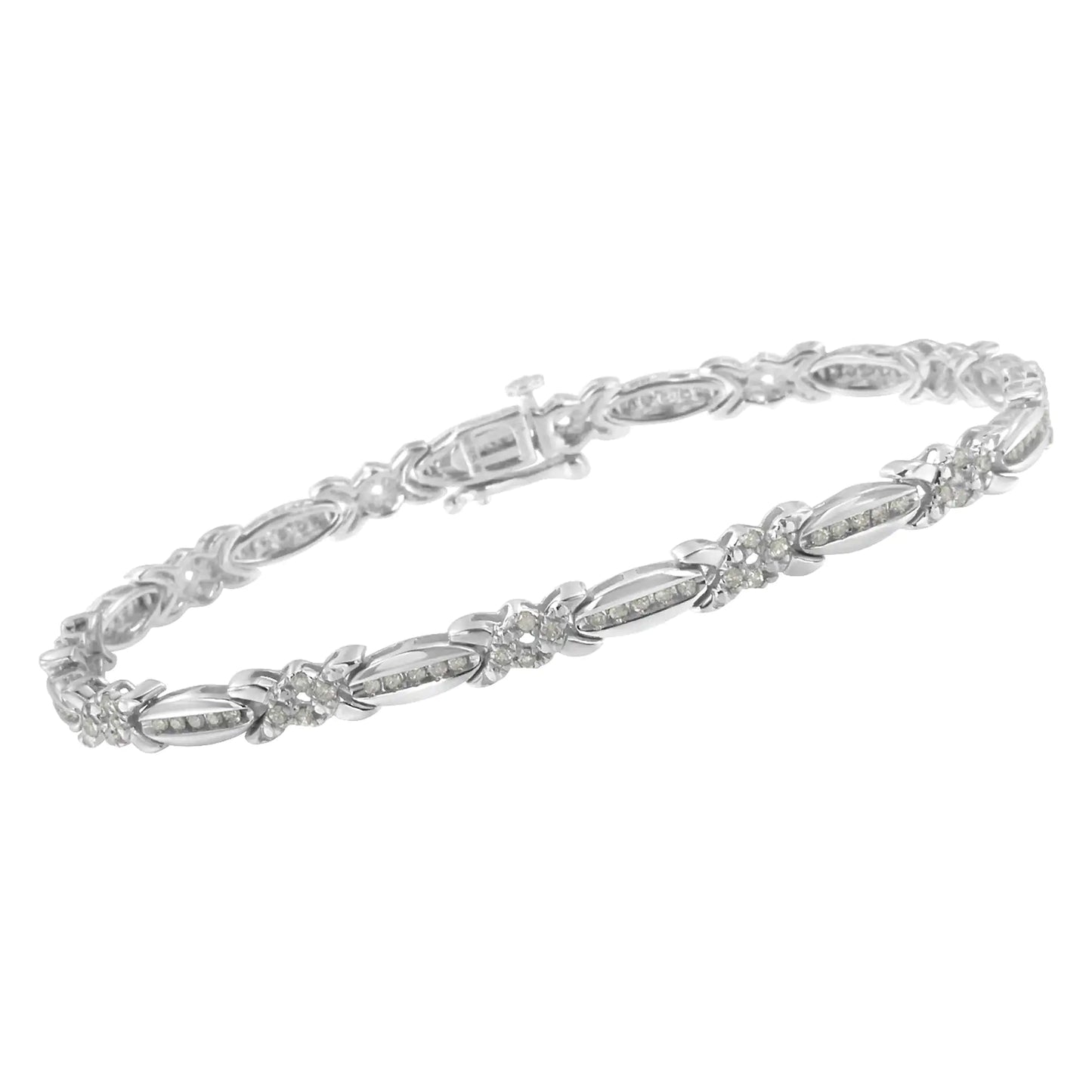 Sterling Silver Diamond X-Link Tennis Bracelet (1 cttw, I-J Color, I3 Clarity)