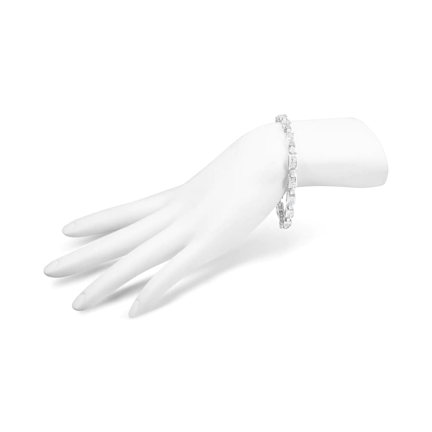 14K White Gold 2.0 Cttw Princess Cut Invisible Set Diamond Rectangular Link Bracelet (I-J Color, I1-I2 Clarity) - 7.25"
