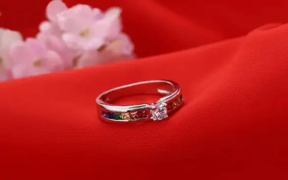 Colorful Cubic Zirconia Women Engagement Ring