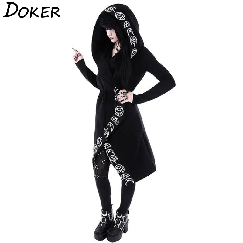 Gothic Punk Black Long Women Hoodies