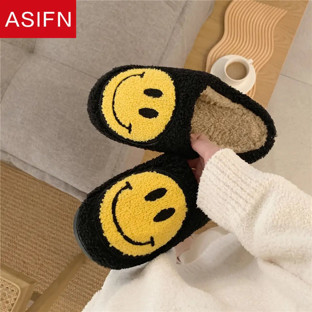 Cute Smile Pattern Fluffy Slippers