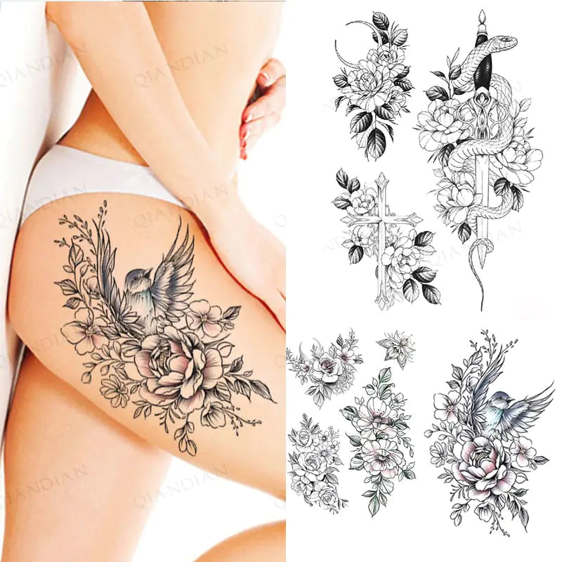 Old School Flowers Tattoos for Women